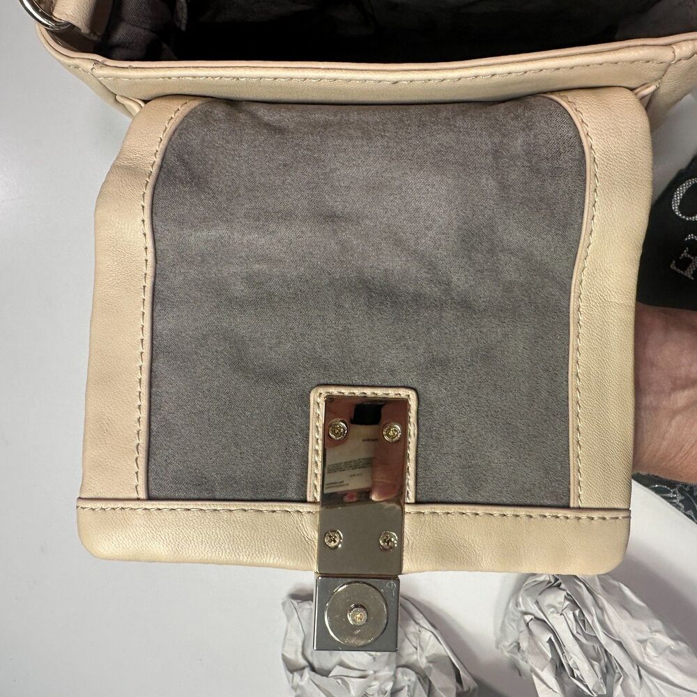 NWT Quilted Leather Crossbody Bag Cafe Beige Gold Hardware - One Size - Picture 5 of 8